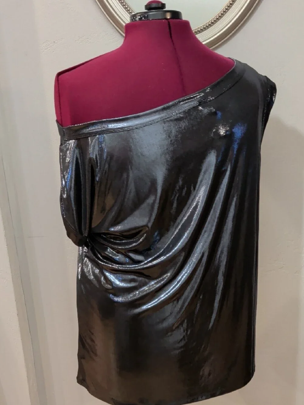 torrid Black Metallic Off-Shoulder Top with Plum Detail